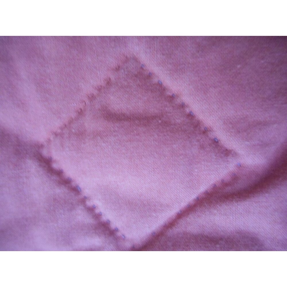 Vtg Handmade Quilted Amish Hearts Tulip Pattern wall hanging Blue 20 X 20 - Picture 4 of 5